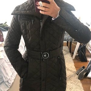 Brown quilted lightweight puffer jacket